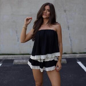 Lace Strapless Romper